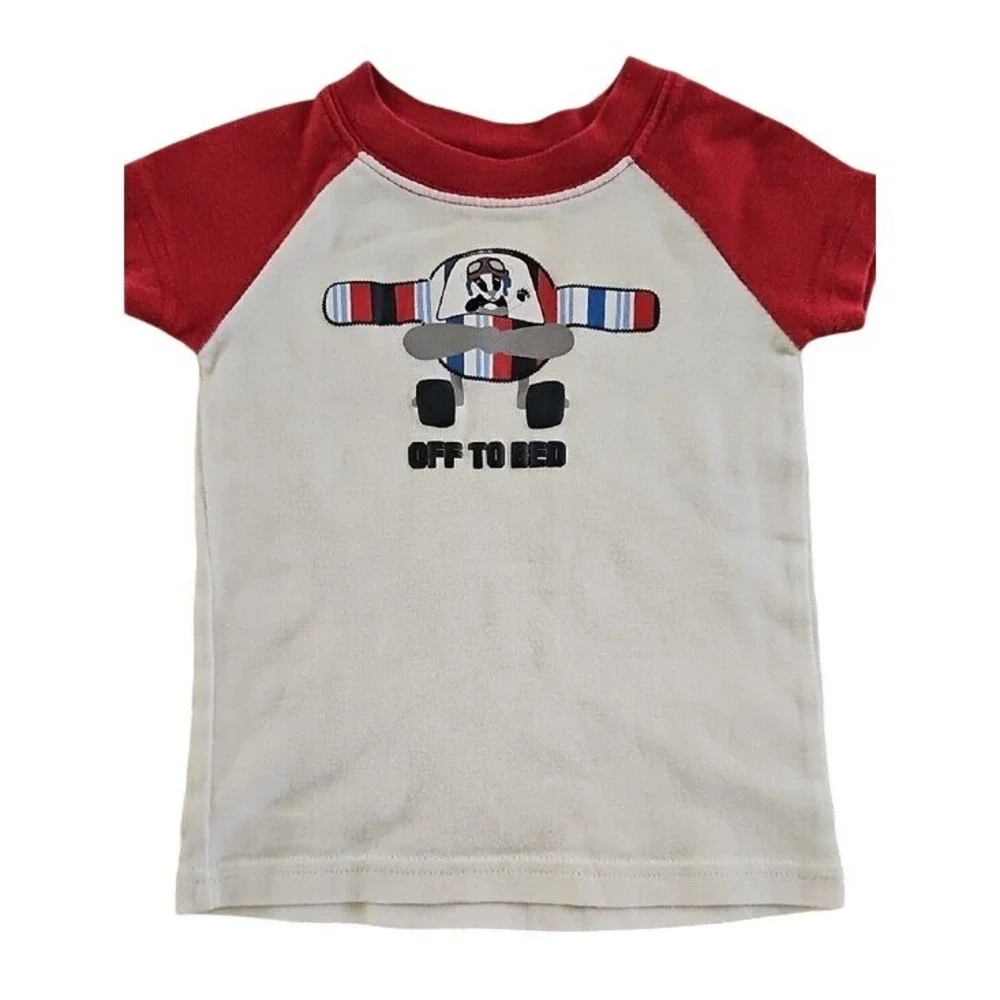 Gymboree Toddler Boy 2T Pajama Set Red White Blue Airplane Off To Bed 2pc Cotton